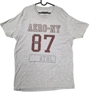 Aeropostale Graphic T-Shirt Mens 2XL Gray Good Aero-NY 87 Athl. Collegiate